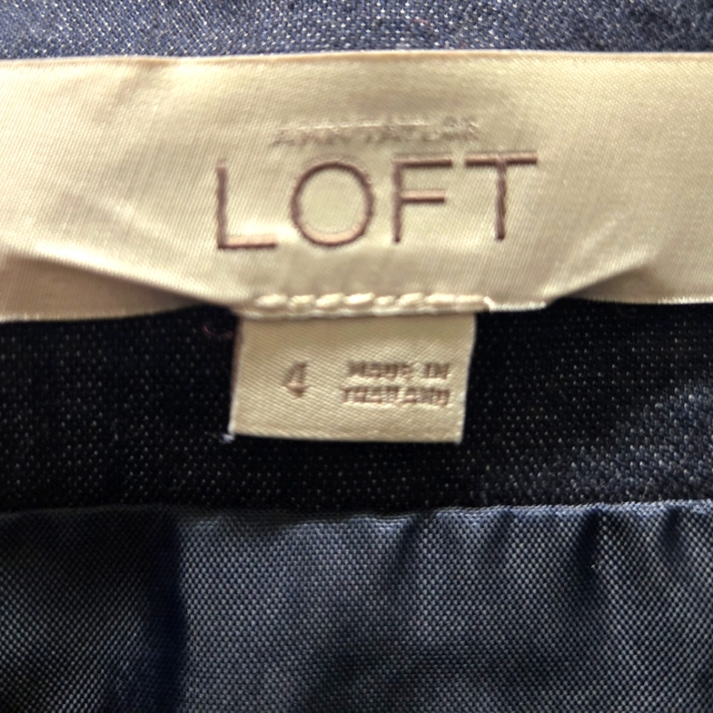 LOFT Classic Cotton Blue Skirt with Pockets Size 4 - Picture 3 of 10